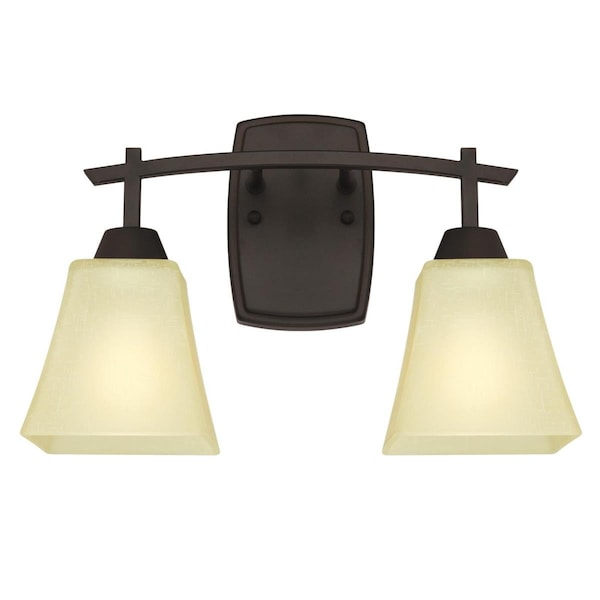 Westinghouse Fixture Wall UnMount 60W 2-Light Midori ORB Amber Linen Glass 6307400 - main